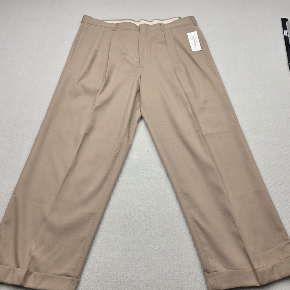 NWT Knightsbridge Dress Pants Men 38x26 Tan Pleated Cuffed Khaki Trousers